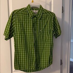 Quiksilver Green Plaid Short-Sleeve Button-Down Shirt